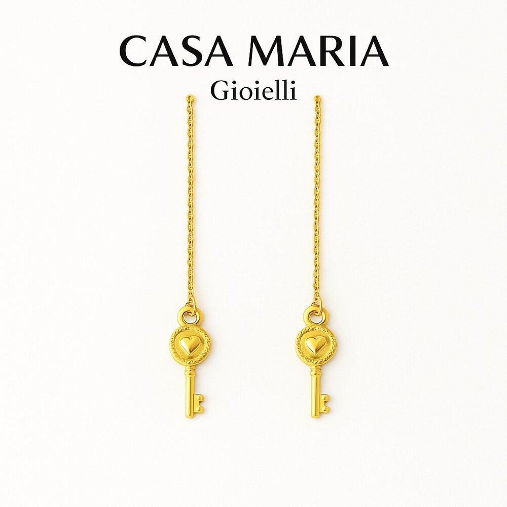 Lacrime di Chiave Drop Earrings 18K Hollow Yellow Gold Fine Drop Earrings